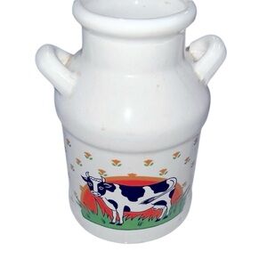 Vintage White Ceramic Milk Jug with Cow Design